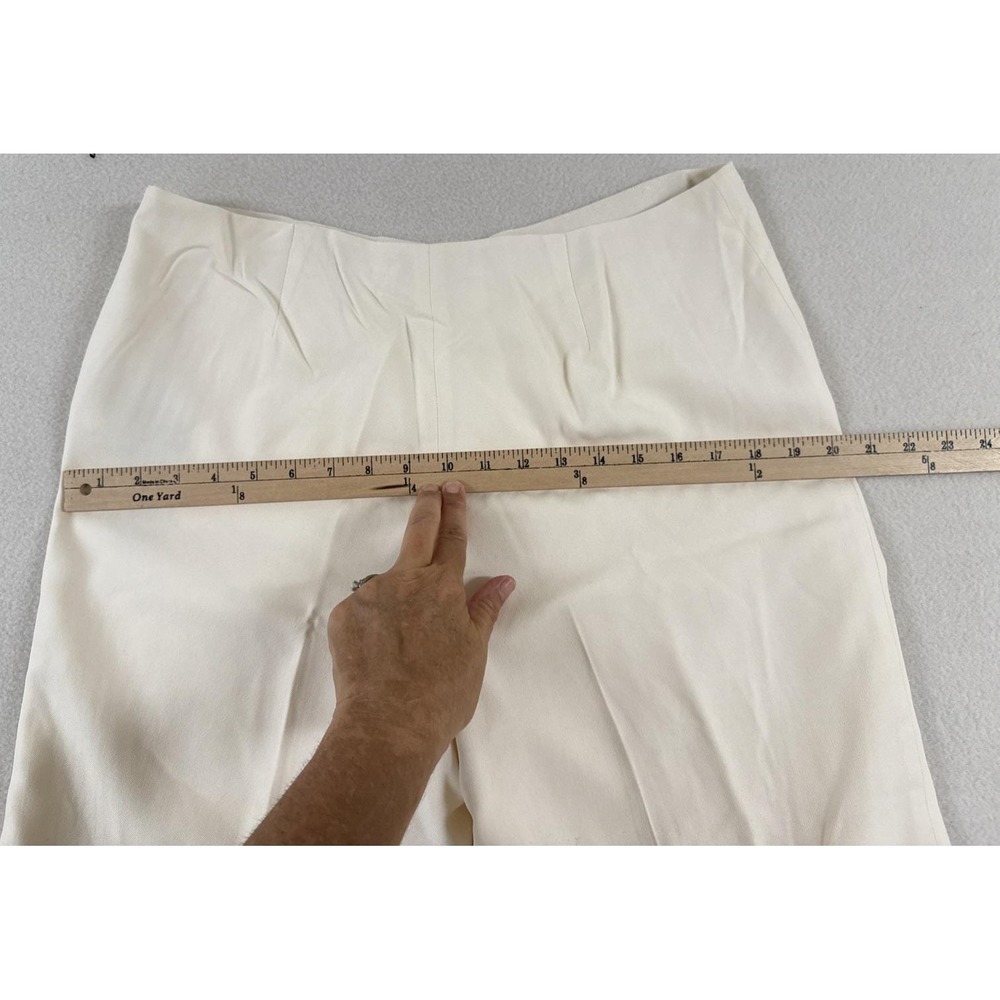 Vtg Lauren Ralph Lauren 100% Silk Wide Leg Pants Ivory Sz 12 Career Office New - Picture 9 of 15